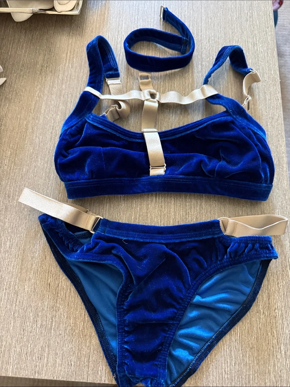 Bandurska Velvet Two-Piece pole Bikini Set in Royal Blue